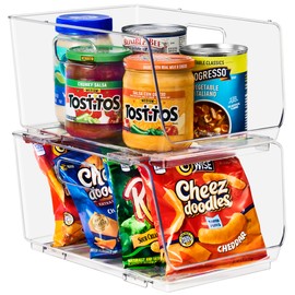 Sorbus Stackable Storage Bins Open Front - Clear Stackable Storage Bins - Pantry Bins for Storage and Organization - Acrylic Stackable Bins for Kitchen - Clear Pantry Organizer Bins (Medium 2 Pack)