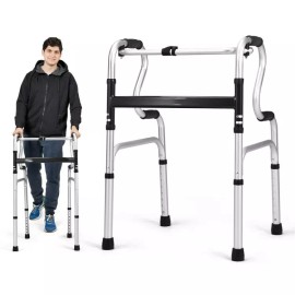 Costway Folding Adult Walker Aluminum Adjustable Height Senior Toilet home Walking Frame