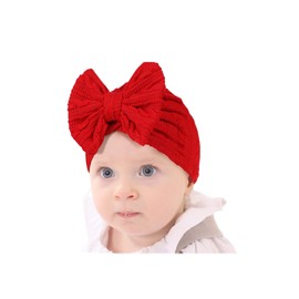 Newborn Hospital Hats Beanie Knit Hat Baby Infant Bows Turban Cap.(MZ13) (Red)