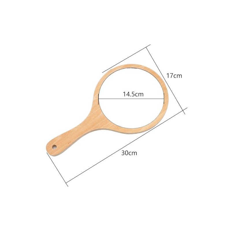lasenersm 1 Piece Wooden Makeup Mirror Round Handheld Mirror with