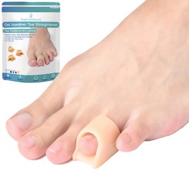 Byehambuni Pinky Hammer Toe Straightener - Hammer Toe Corrector - Hole Diameter 0.5 inches - Elevates Toe-Tip, Soothes Corn - Toe Straighteners for Curled Toes - Beige, 6pcs Small Size