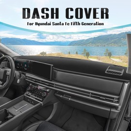 FIILINES Dash Cover for 2024-2026 Hyundai Santa Fe, Dashboard Mat Accessories Dash Cover Sunshade Nonslip Mesh Protector No Glare Black
