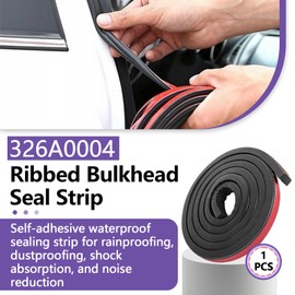 326A0004 Bulkhead Seal Strip 3/5 in x 65 in, Self-Adhesive EPDM Ribbed Foam Rubber Weather Stripping for Tonneau Cover, Truck Bed Cover, RV, Boat, Auto, Marine, Garage Door (Black, 1 Pcs)