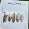 Elegant gold zircon chain handmade nail tip - Coffin /
