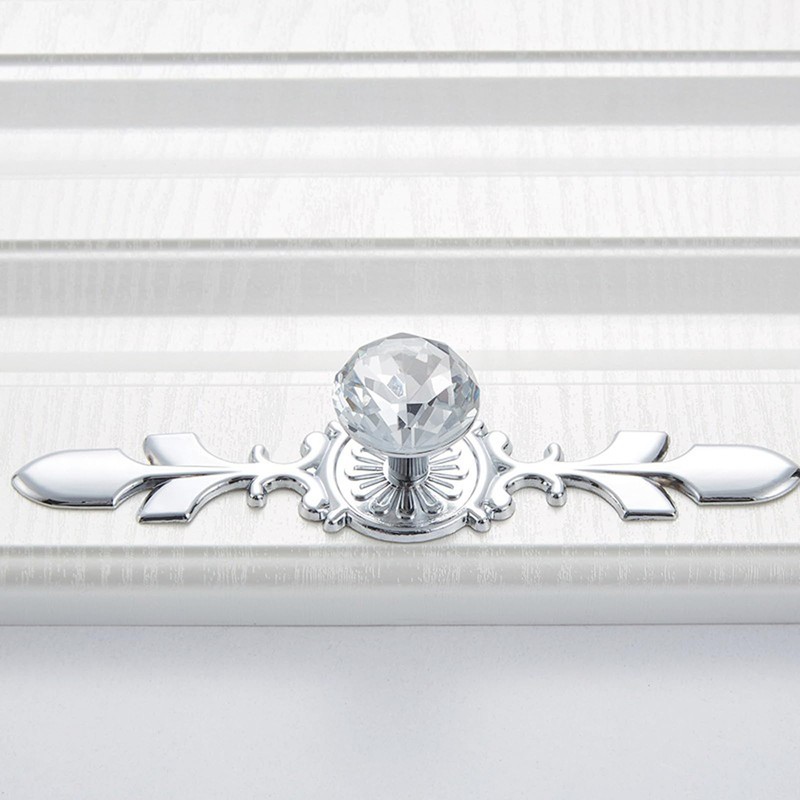 Qianxihu 4Pcs Diamond Drawer Knobs Plate Crystal Cupboard Door Handles