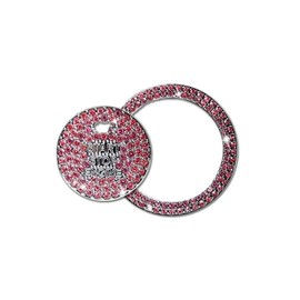 Car Engine Start Ring Sticker, Sparkling Rhinestone Push Start Button Decorative Cover, Anti-Scratch Key Ignition & Knob Bling Ring, Car Interior Accessories for Women Girl (Pink)