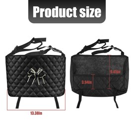 HZEL Car Net Pocket Handbag Holder, Leather Large Capacity Auto Front Seat Organizer for Purse Key Bottle, Vehicle interior Storage Accessories, Universal for SUV Sedan Truck (Black/White-A)