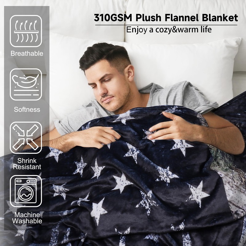 NHBTGSF Men Camo Deer Blanket, Hunting Blanket Deer Hunting Gifts