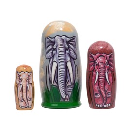 Elephant 3 piece Russian Wood Nesting Doll Made in Russia Decoration New Animal