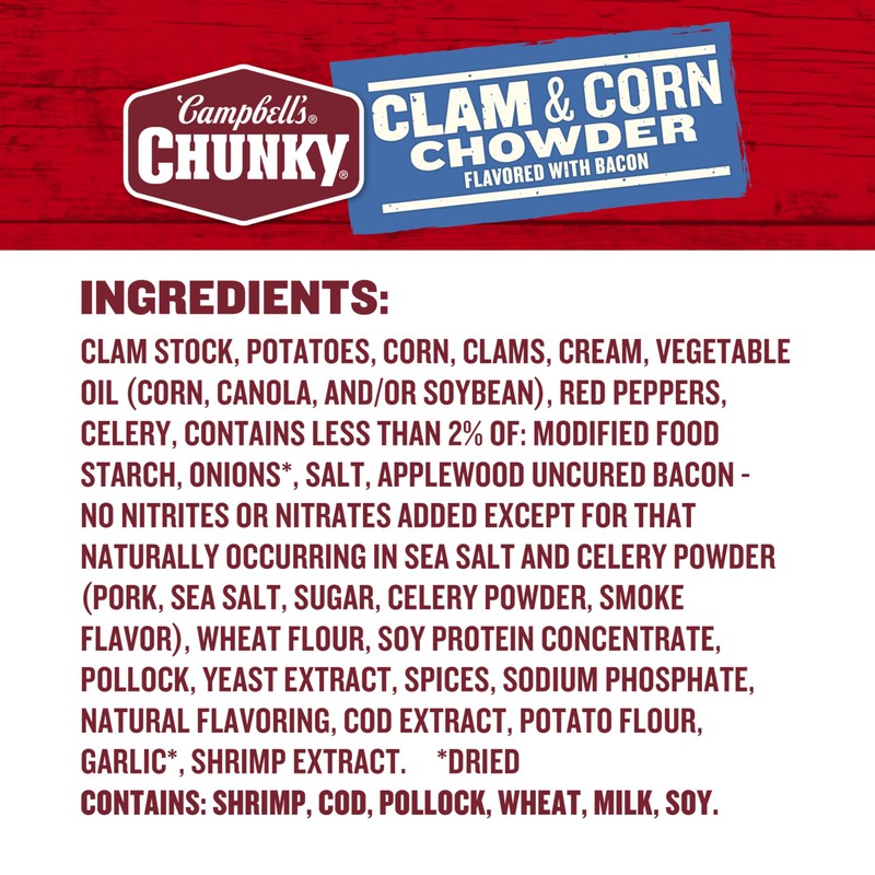 Campbell's Chunky Soup, Clam and Corn Chowder, 18.8 Oz Can
