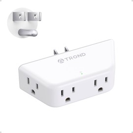 TROND Outlet Extender Surge Protector - Multi Plug Wall Outlet with 4 Grounded Sockets, 3 Way Angled Plug Adapter, 900J, Electrical Wall Splitter for Home Office Travel Dorm Room, White