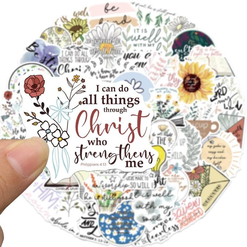 Bible Verse Sticker, 50pcs/set Creative Bible Verse Stickers, DIY Decorative