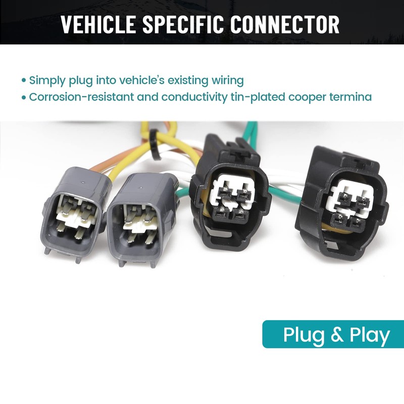 MECMO 4-Way Flat Trailer Wiring Harness 55363 for 1998-2006 Jeep