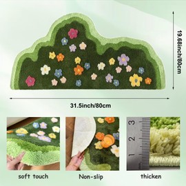 Green Moss Leaf Bathroom Carpet,Anti Slip and Cute Bath Mat Irregularly Shaped Tufted Carpet,3D Moss Mat Bathroom Bedroom Living Room Decoration(19.68x31.5 Inches)