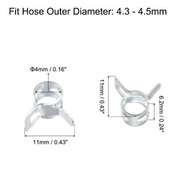 uxcell 20pcs 4mm Spring Band Type Action Fuel/Silicone Vacuum Hose Pipe Clamp Low Pressure Air Clip Clamp, Zinc Plated