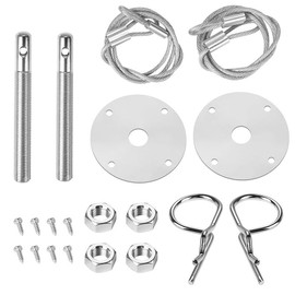 Stainless Steel Hood Pin Plate Lock Kit, 20Pcs sEngine Hood Pin Plate Lock Clip Kit, Stainless Steel Engine Hood Plate Bonnet Clips, Vehicle Exterior Engine Hood with Racing Lanyard