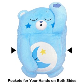 Happy Nappers: Care Bears Pillow Pocket Pal - Bedtime Bear - Plush Character Pillow Case, Animal Cover w/Weighted Paws, Soft Huggable Companion, Kids