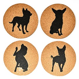 Chihuahua Lovers Cork Drink Coasters - Set of 4 Dog Coasters with Protective Bottom | Chihuahua Decor Coasters for Drinks| Great Gift Idea for Chihuahua Moms & Dads