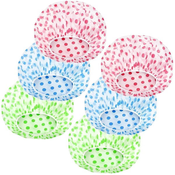 Unbranded 6PCS Shower Caps, Elastic Reusable Waterproof Plastic Shower Cap