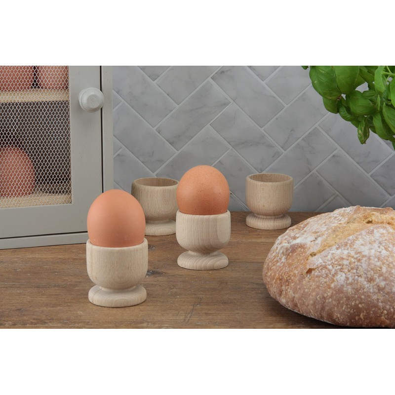 apollo THE HOUSEWARES 4 x Egg Cups -Easy Clean Beech