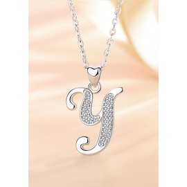 AEONSLOVE Sterling Silver Y Necklace for Women Letter Y Pendant Cadena de Plata 925 Para Mujer Initial Charm Necklace Gifts for Daughter Teenage Girlfriend Female Friend Mother