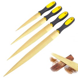 CLAHJQX 4pcs Golden Wood Rasp, Woodworking File Double Sided Manual File Suitable for Woodworking DIY Craft Gadget Grinding Tool