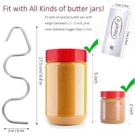 Newfe Longer Peanut Butter Stirrer 304 Stainless Steel Peanut Butter Stirring Stick – Efficient Mixing Tool for Natural Peanut Butter, Peanut Butter Stirrer with Scraper Fits Most Jars Dishwasher Safe