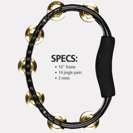 Meinl Percussion Traditional Handheld Tambourine Musical Instrument for Recording or Live — NOT Made in China — Double Row Jingles, 2-Year Warranty (TMT1B-BK)