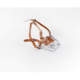 Metal Wire Basket Dog Muzzle for Collie Greyhound and similar dogs (3D, silver/brown)