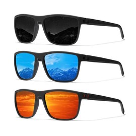 Ninesun 3 pairs sunglasses Men polarized classic vintage glasses HD lens Outdoor sports fishing bike golf fashion sports sunglasses UV400 protection 755:_Black Blue Red
