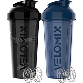 VELOMIX -2 Pack- 28 oz Protein Shaker Bottles for Protein Mixes - 2x Wire Whisk | Leak Proof Shaker Cups for Protein Shakes and Pre Workout | Protein 