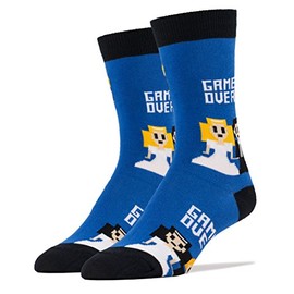 ooohyeah Men's Novelty Crew Socks for Adult Humor, Funny Saying Crazy Silly Socks, Cool Casual Socks, Game Over, 8-13