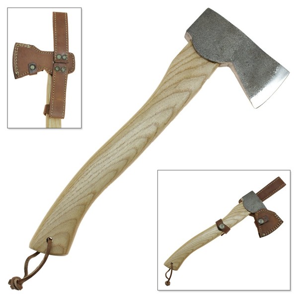 Swordsaxe Norse Viking Axe Hatchet Camping & Hiking Leather Holster Sheath with Lanyard