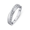 Amberta Women's 925 Sterling Silver Ring Crossover Band with Zirconia