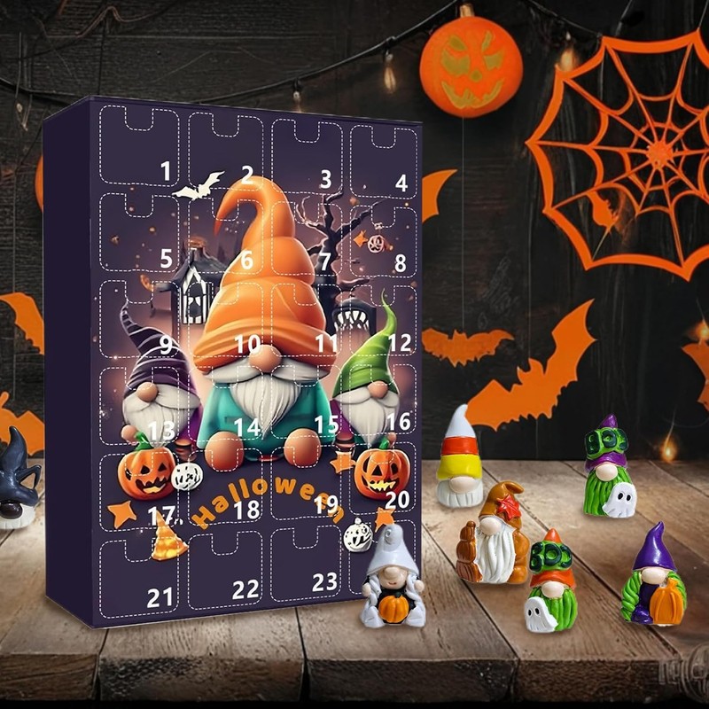 Calendario de Adviento de Halloween 2025, 24 gnomos, estilo A