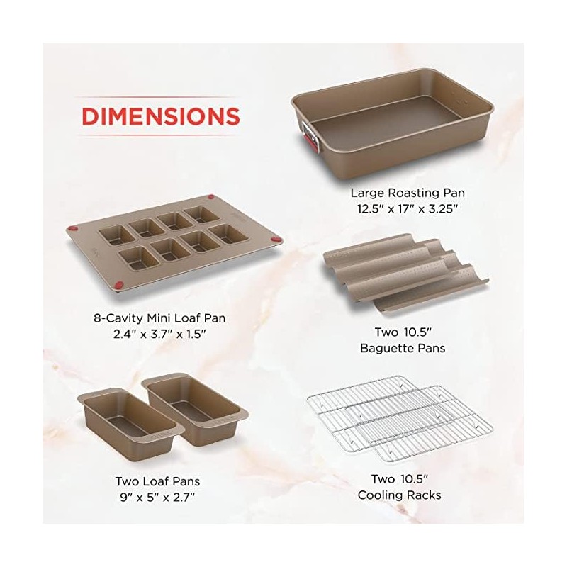 Elbee Home 8-Piece Nonstick Space Saving Bread Baking Pan Set