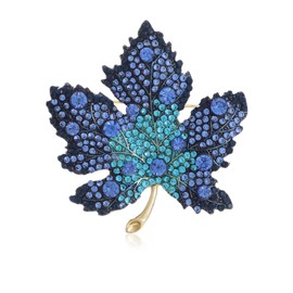 Broche de hoja de arce de alta calidad para mujer, broche de hoja de vidrio de diamantes de imitación, broche de hoja de arce azul/verde/rojo, pin de solapa, accesorios para Navidad, día de San Valentín, regalo de cumpleaños, vidrio, Cobre