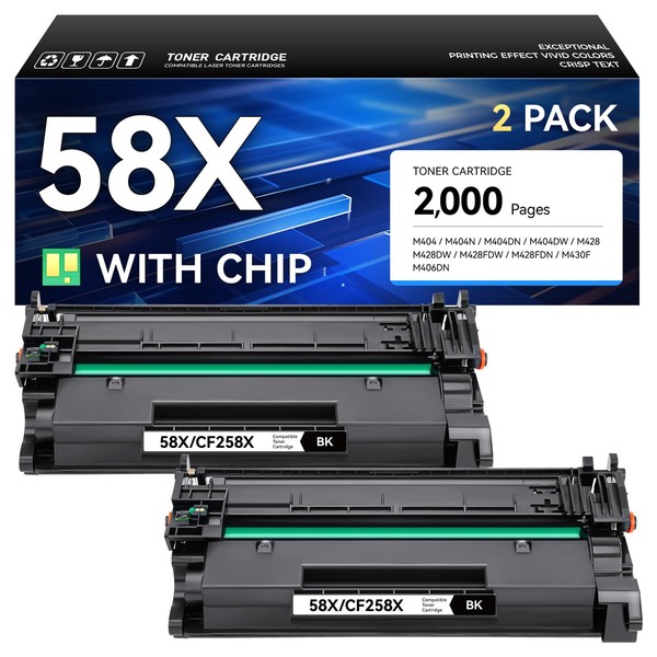 caink 58X Toner Cartridge Black 2-Pack with Chip High Yield