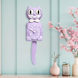 Kit-Cat Clock® Limited Edition Pastel Lilac - Iconic Retro Cat Clock with Moving Eyes and Tail, Battery Operated Wall Clock, Made in USA, Perfect for Home Decor, Mid-Century Modern Clock, Unique Gift