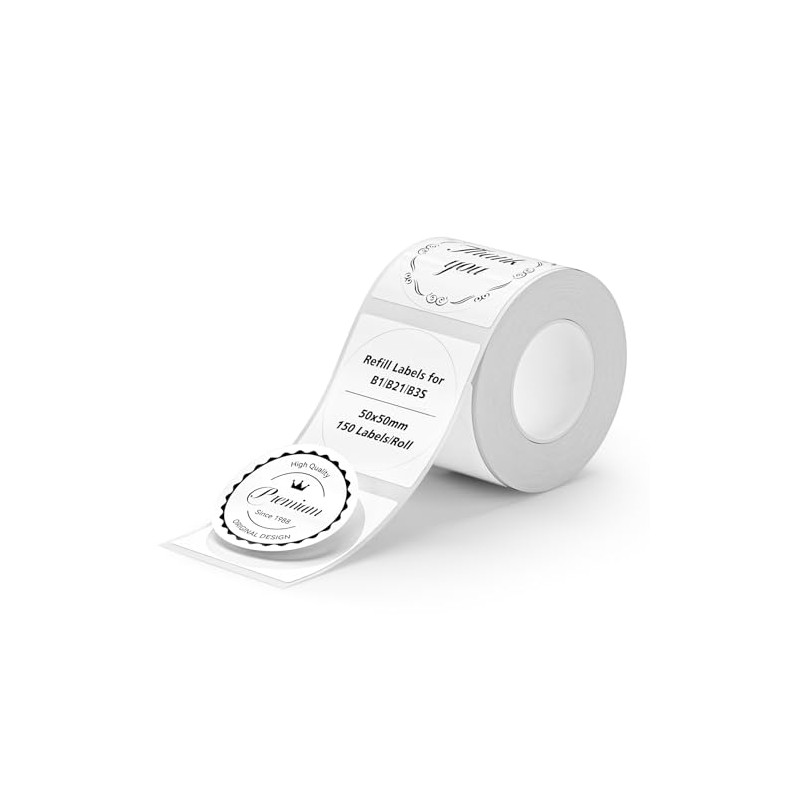 NIIMBOT Runde Etiketten für B21/B1/B3S Etikettendrucker, Thermoaufkleber 2"X2"(50x50mm), 1 Rolle