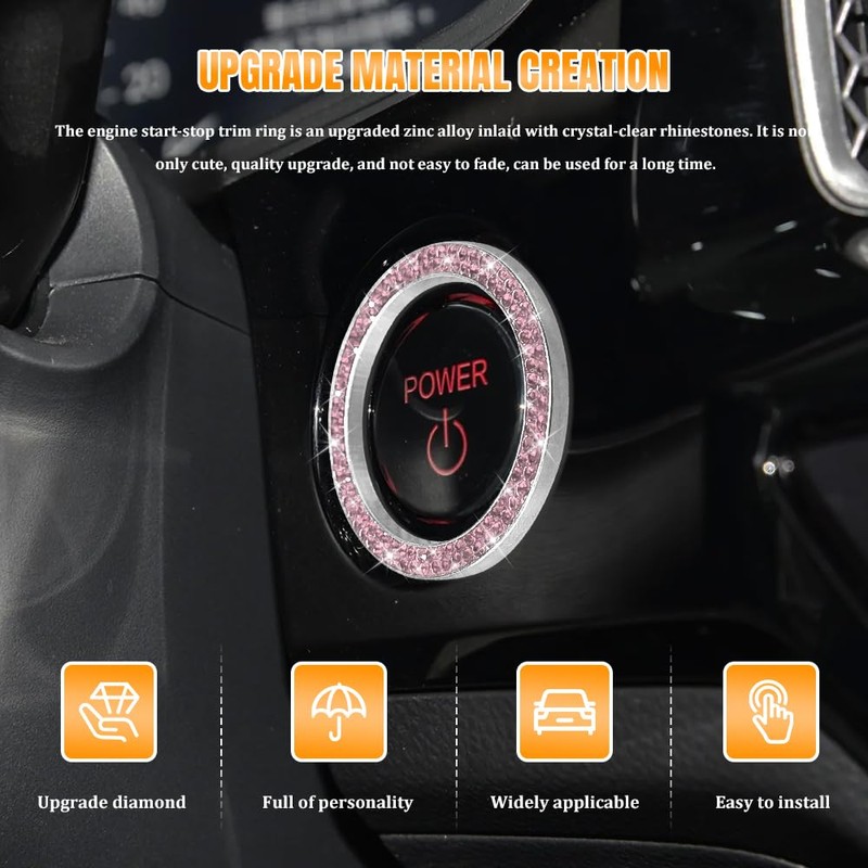 QZTYTY 2PCS Car Engine Start Stop Decoration Ring, Car Start