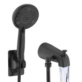 Sperwoesy Slip-On Tub Spout with Diverter, High Pressure 8 Settings Hand Held Shower, All Metal Bathtub Faucet with Sprayer Matte Black
