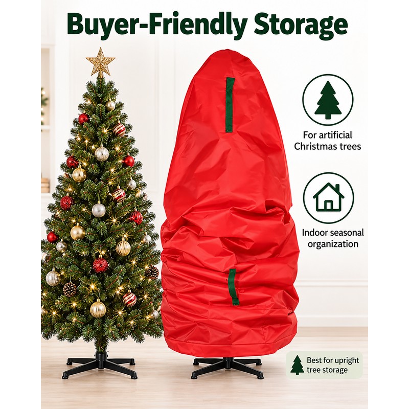 Red Upright Christmas Tree Storage Bag for Artificial Trees –