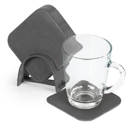 Londo Leather Coasters (Set of 6) - Stylish & Durable Drink Coasters with Smooth Surface for Home & Office