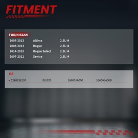 TSSLIIN Fuel Injectors fits for-Nissan Altima 2007-2013 Rogue 2008-2013 2014-2015 Select 2.5L I4 Sentra 2007-2012, OE Replacement 0280158130 FJ1020 16600JA000 4pcs