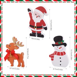 3pcs Christmas Tiered Tray Decor, Cute Self-Standing Santa Claus Elk Snowman Christmas Tabletop Decor Christmas Decorations Indoor Perfect Christmas Table Decor for Home Office