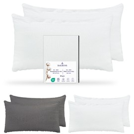 Barbons Cushion Cover 40 x 70 cm, White, Set of 2 - 165 g/m² Oeko-Tex Certified Pillowcase 100% Jersey Cotton Soft Cushion Covers with Zip (40 x 70 - White)