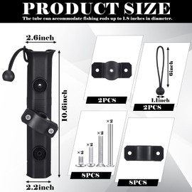 Seenelling 2 PCS Pole Mount Fishing Rod Holders for Bike Rack Rotatable Fishing Chair Pole Holders with Mount Clamp for Boat Bicycle Motorcycle Kayak Cart(Black)