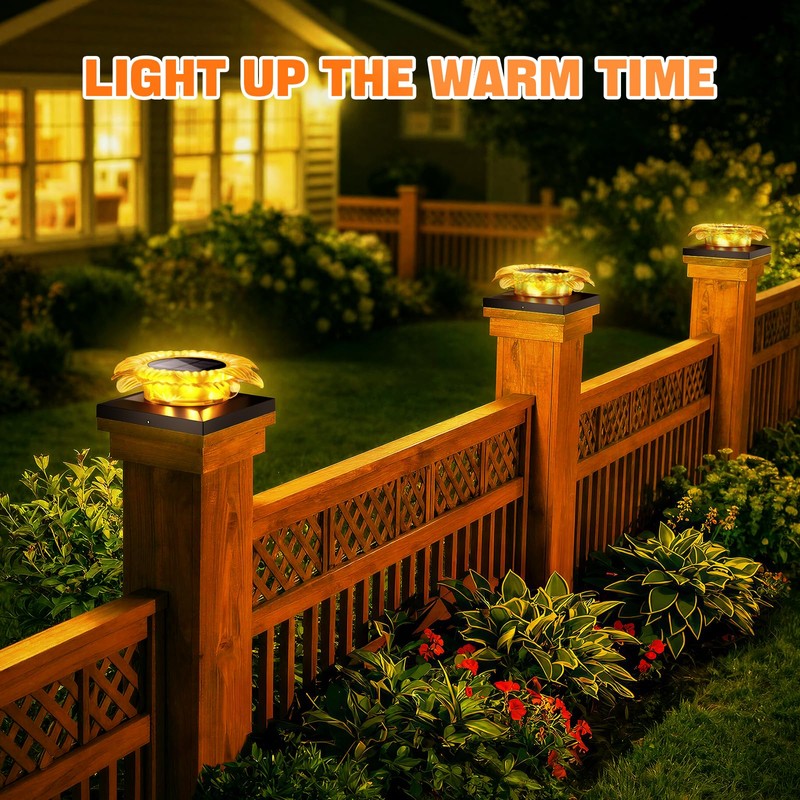 Viewsun 2 Pack Solar Post Cap Lights Outdoor，Fence Solar Powered