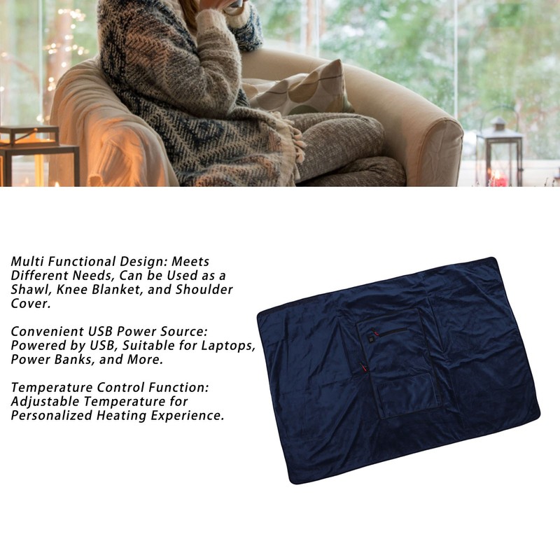Heated Blanket Hot Heating Pad USB Powered Adjustable Temperature Fast